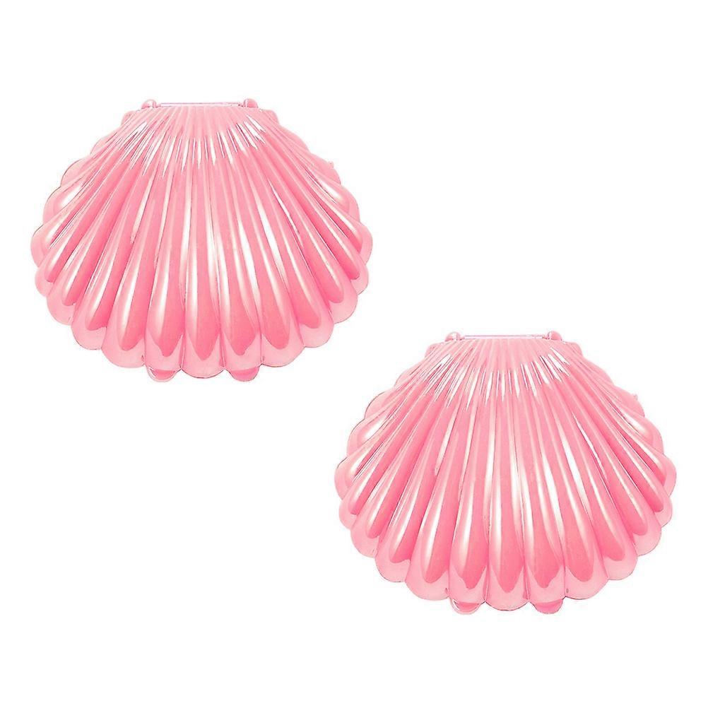 Decorative Sea Shells Pink Storage Box Photo Props Shell-Shaped Delicate Style 2Pcs