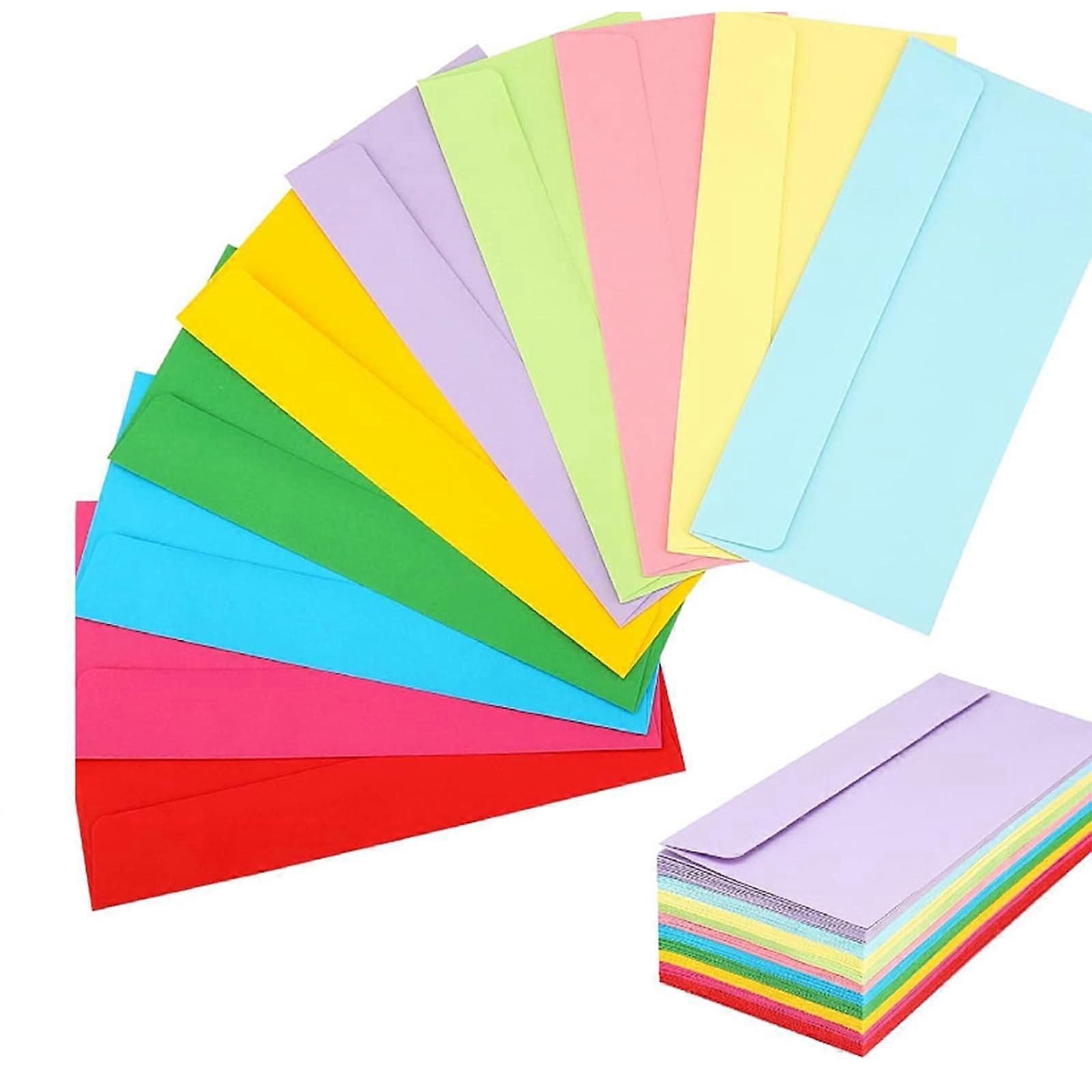 50 Colorful Self-Adhesive Envelopes, Standard Size Mailing Envelopes for Office Invitations, 50 Pack