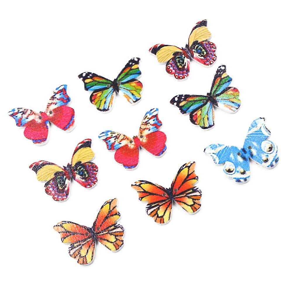 Replacement Sewing Buttons Butterfly Shape Scrapbooking DIY Projects Mixed Color 3x2.1cm 100Pcs