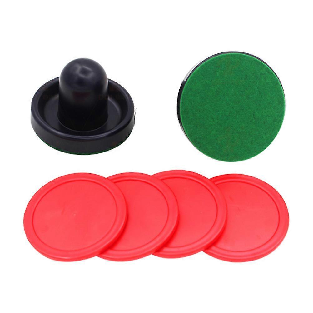Air Hockey Pushers with Red Pucks and Felt Covers – Replacement Accessories for Table Game