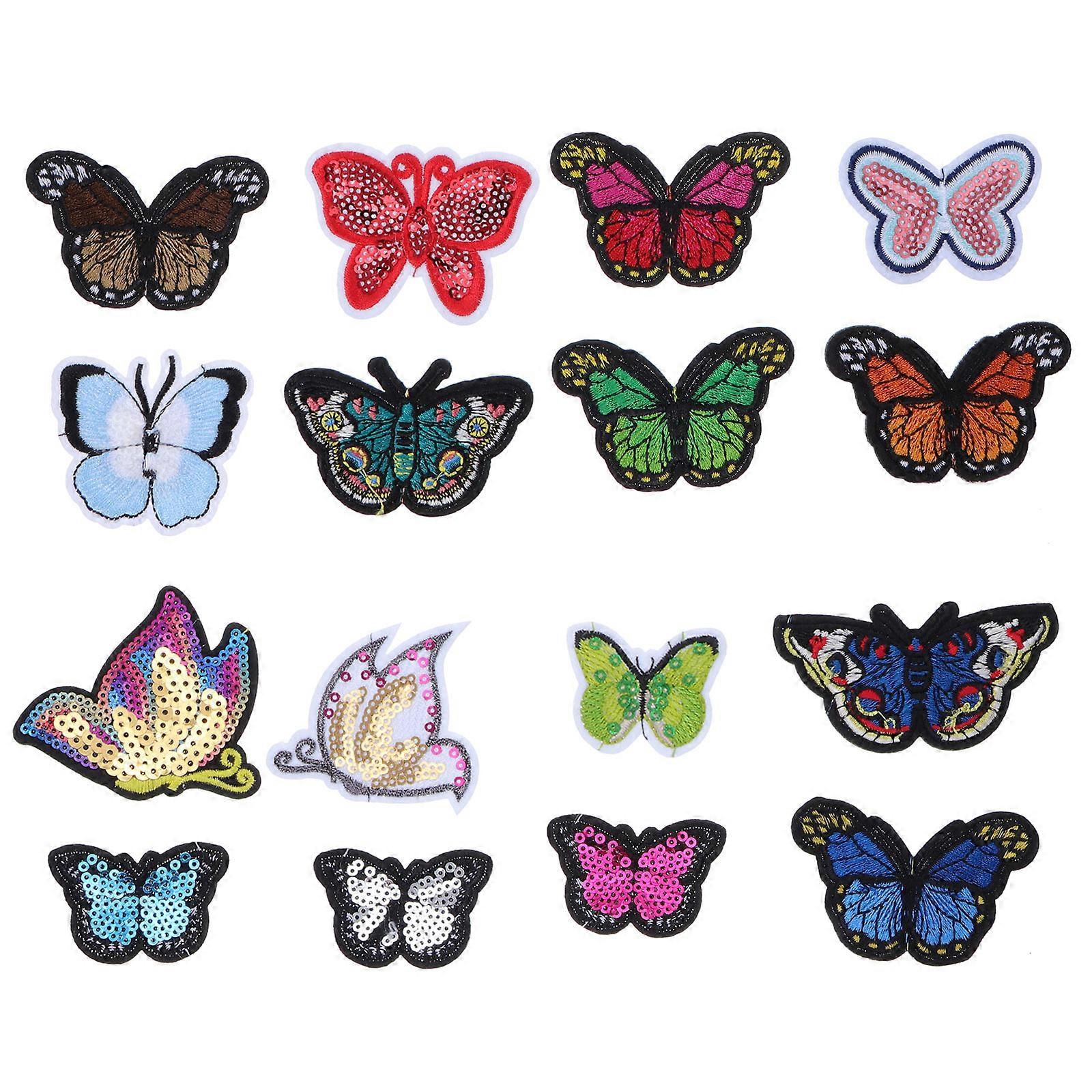 Sy På Sommerfugl Patch Polyester Fasjonable Utsmykninger For Klestilbehør Håndverksprosjekter 6,3x7cm 16 stk