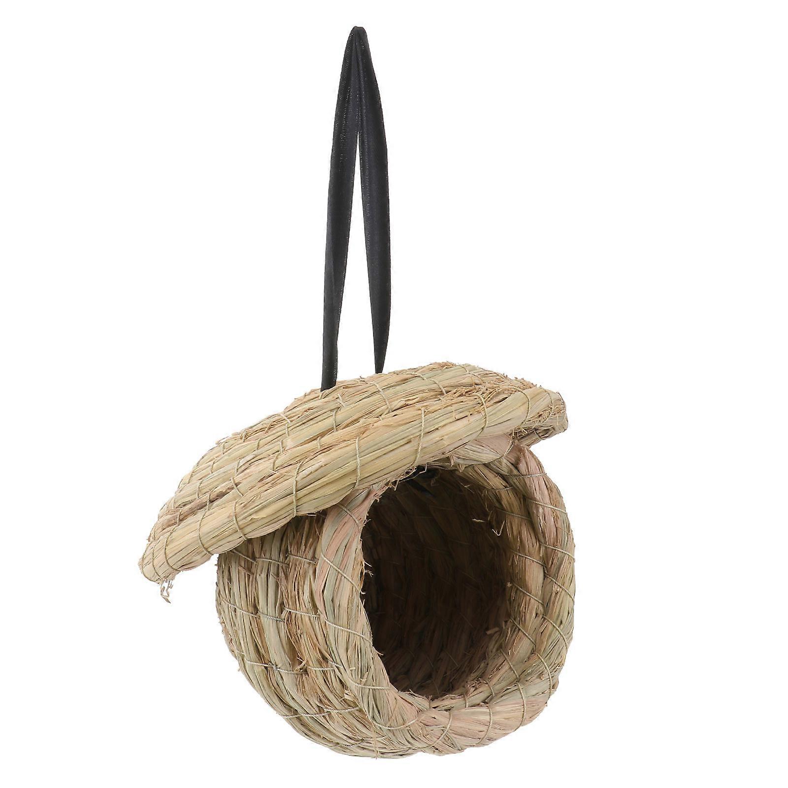 Handwoven Bird Nest Handmade Straw Nest for Parakeets Budgerigar and Small Pets Random Color Rope