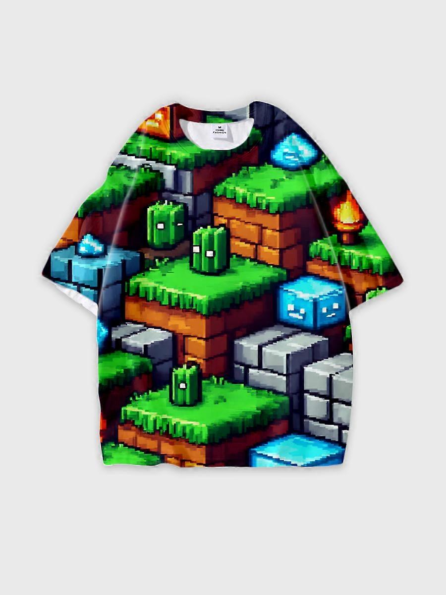 T-shirt round neck Cartoon Role Pattern loose short sleeve E3348