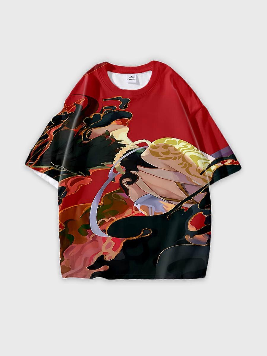 T-shirt round neck Role Pattern loose short sleeve D274