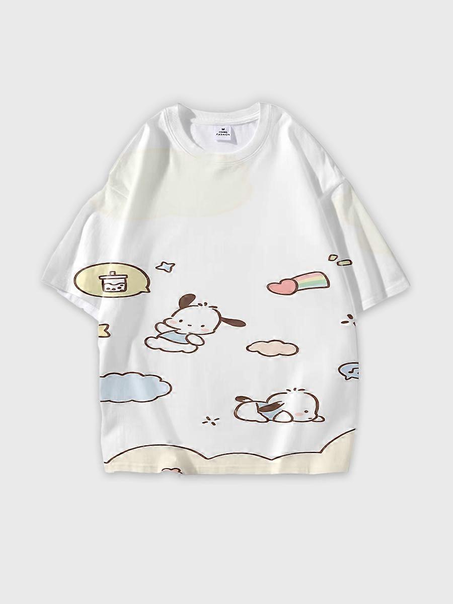 T-shirt round neck Cartoon Pattern loose short sleeve D1900