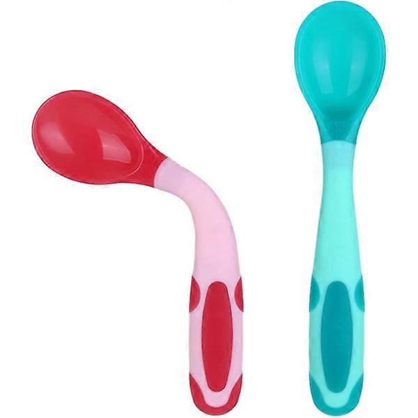 2 Pcs Spoon Set, Baby Training Spoons, Soft Color Changing Heat Sensitive Learning Spoons
