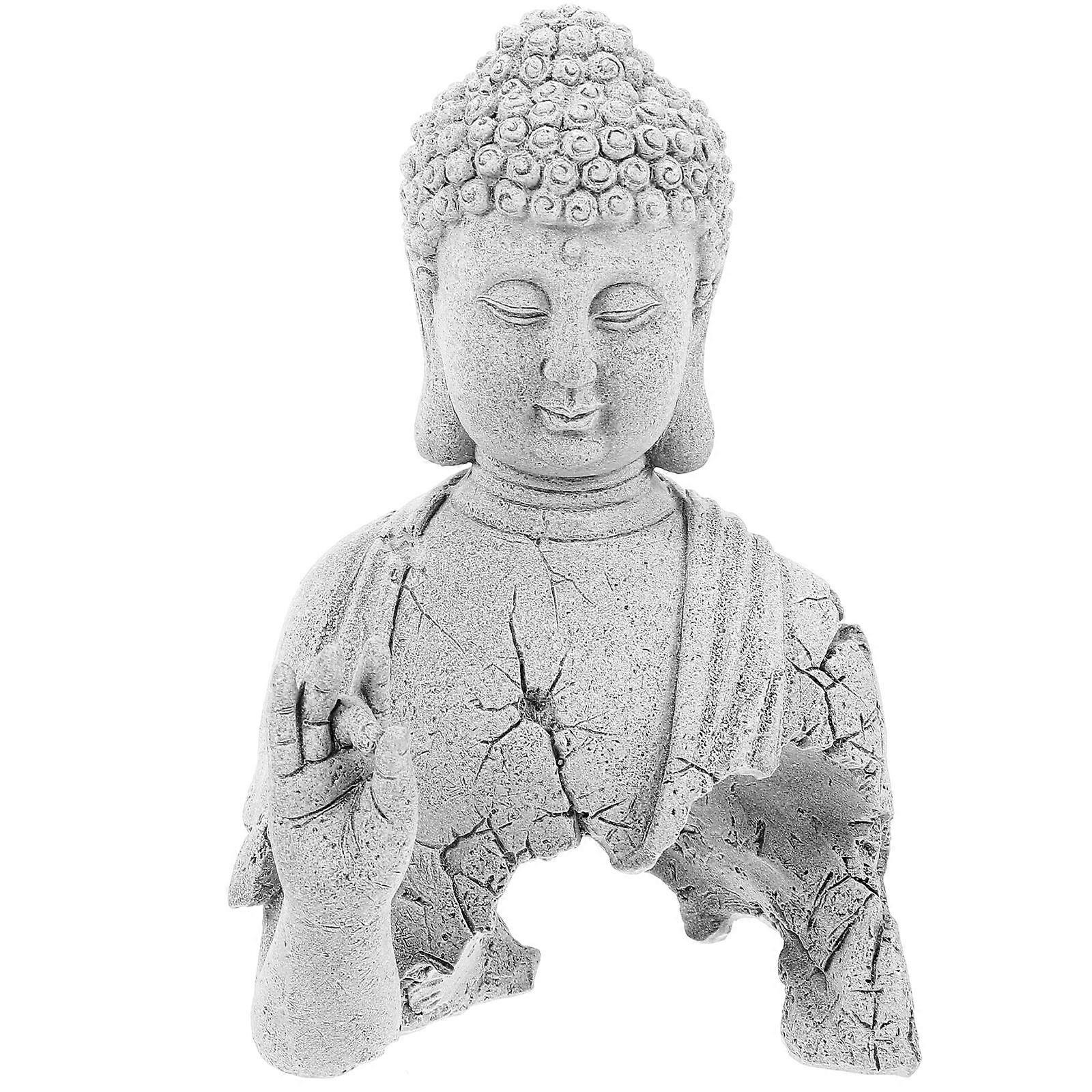 Buddha Statue for Home Decor Grey Sandstone Unique Religious Meaning for Aquarium or Room Decoration 6.5 Inches
