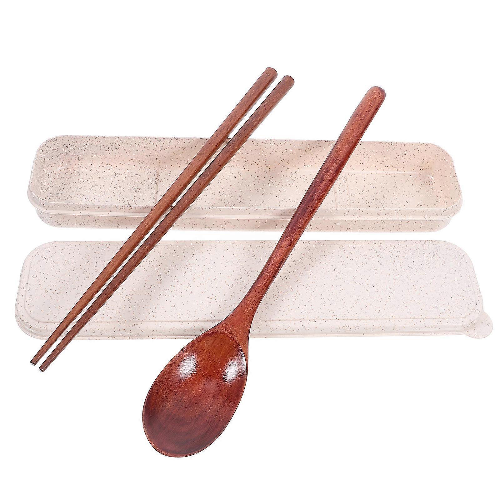 Portable Wooden Spoon and Chopsticks Set for Kids and Outdoor Dining Made from Premium Wood Brown Color 23 5 cm