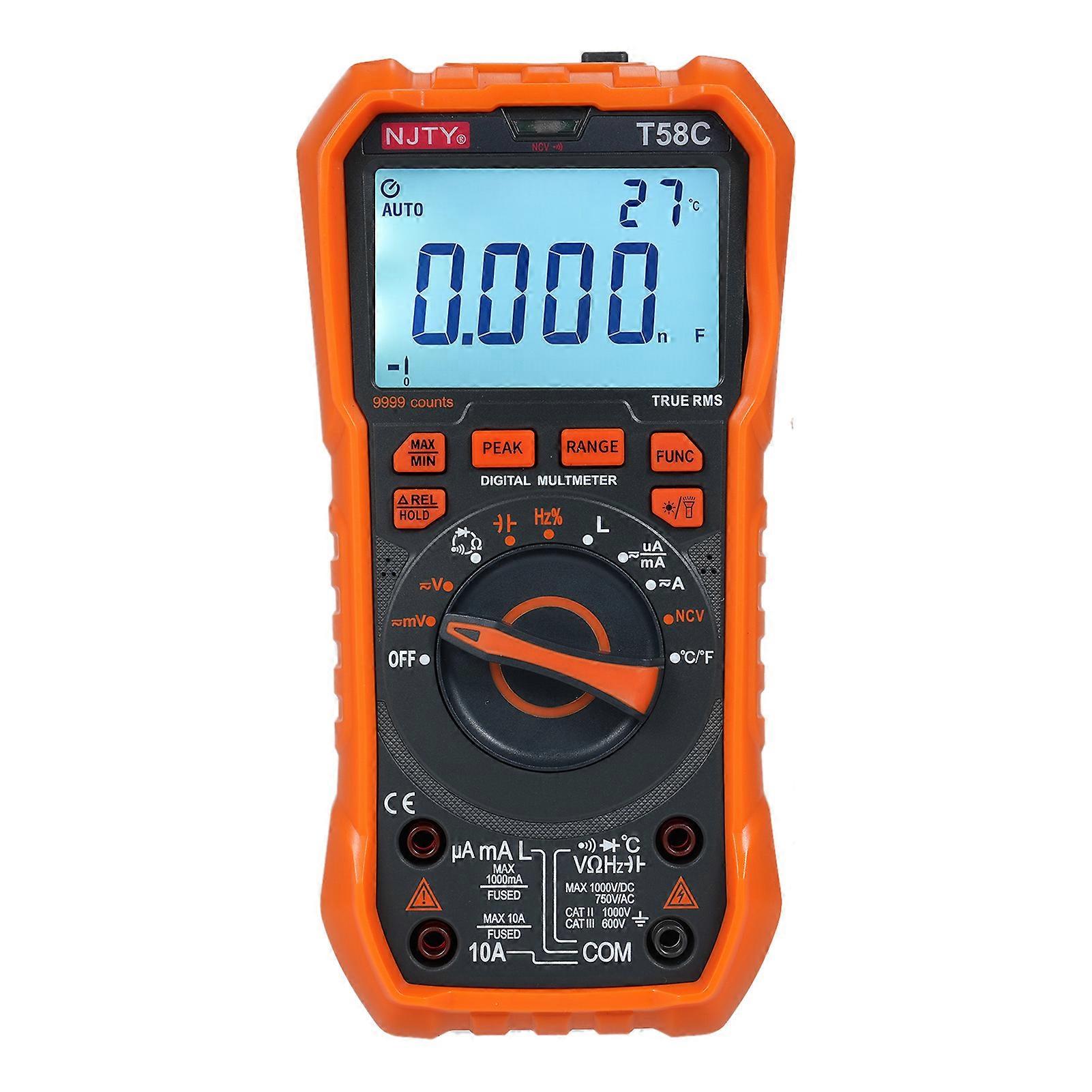 NJTY T58C Digital Multimeter 9999 Counts Multimetro AC/DC Voltage Meter Capacitance Professional Electrician Tools
