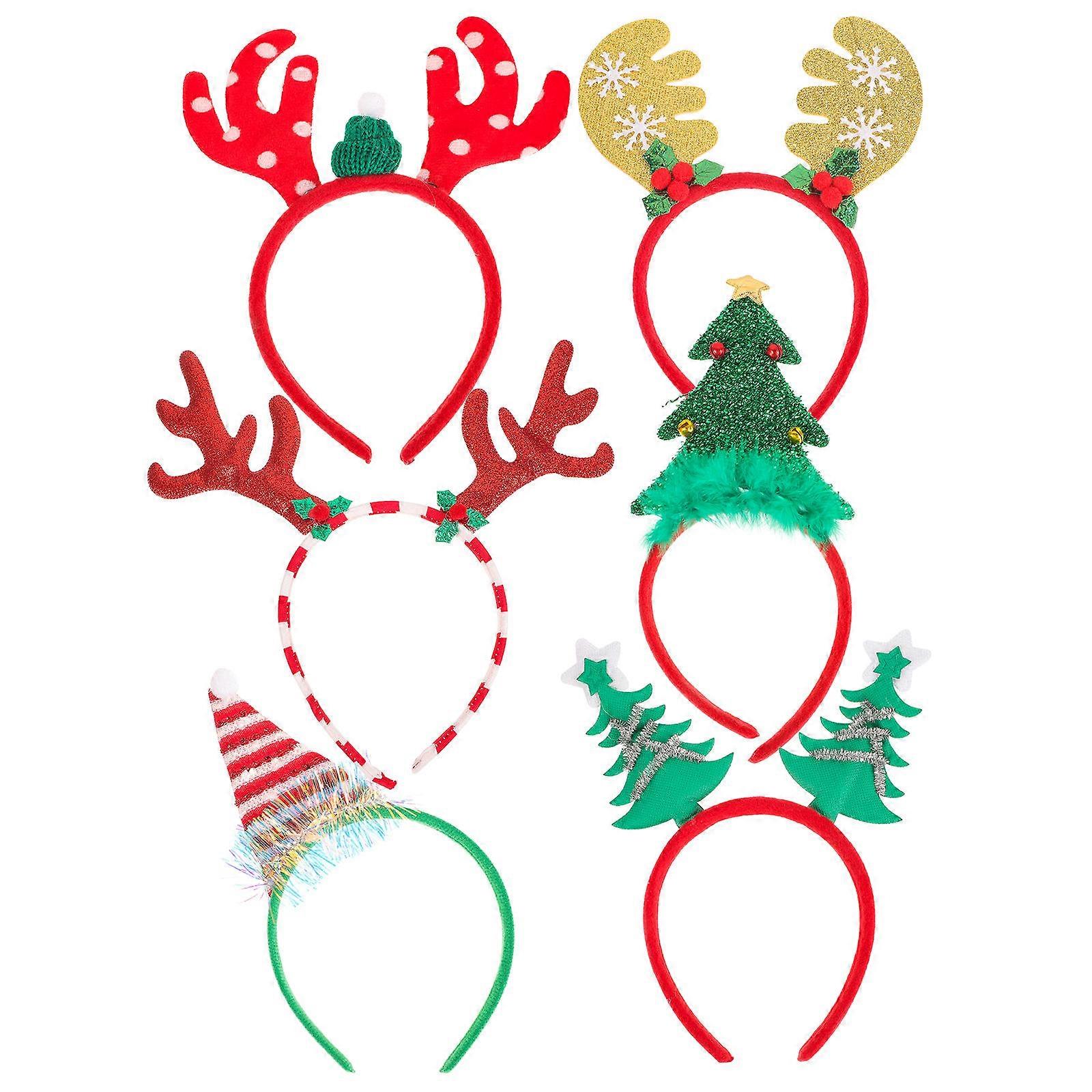 ホリデーパーティーヘッドバンド装飾ヘッドバンドクリスマスパーティーオーナメント冬のテーマプラスチック6個