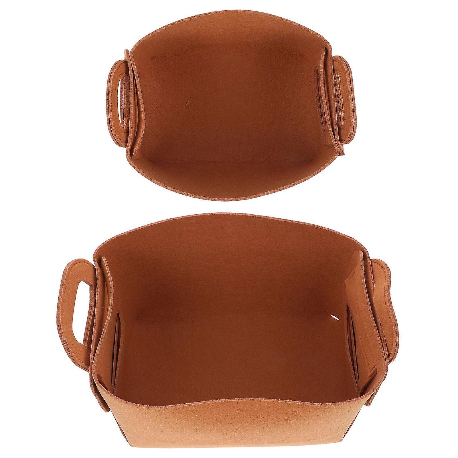 Baskets For Storage Non-Woven Storage Basket Dormitory Use Light Brown 26X18X15cm Space-Saving 2Pcs