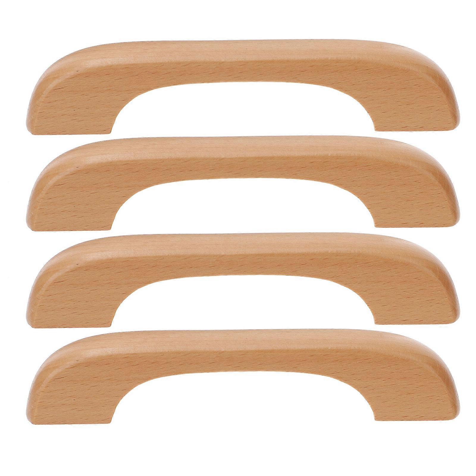 Kitchen Cupboard Handle Wardrobe Handle Furniture Handles Durable Smooth Surface Wood Color 4Pcs