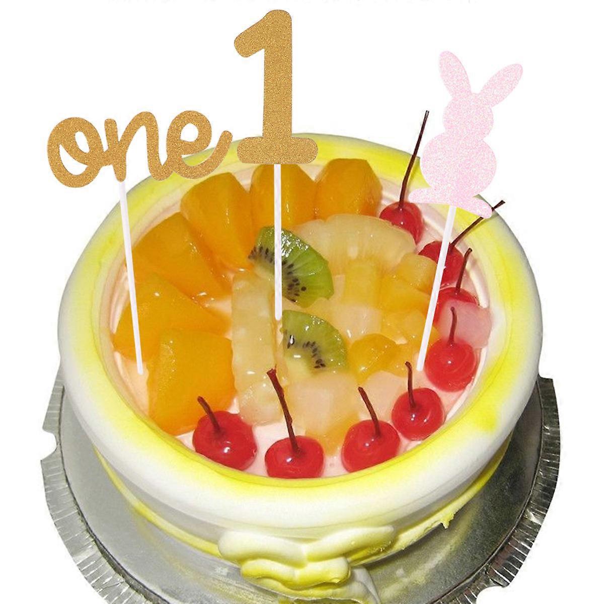 Golden Rabbit Top Hat Cake Toppers Set of 9 Fashionable Paper Decorations for Birthday Parties and
