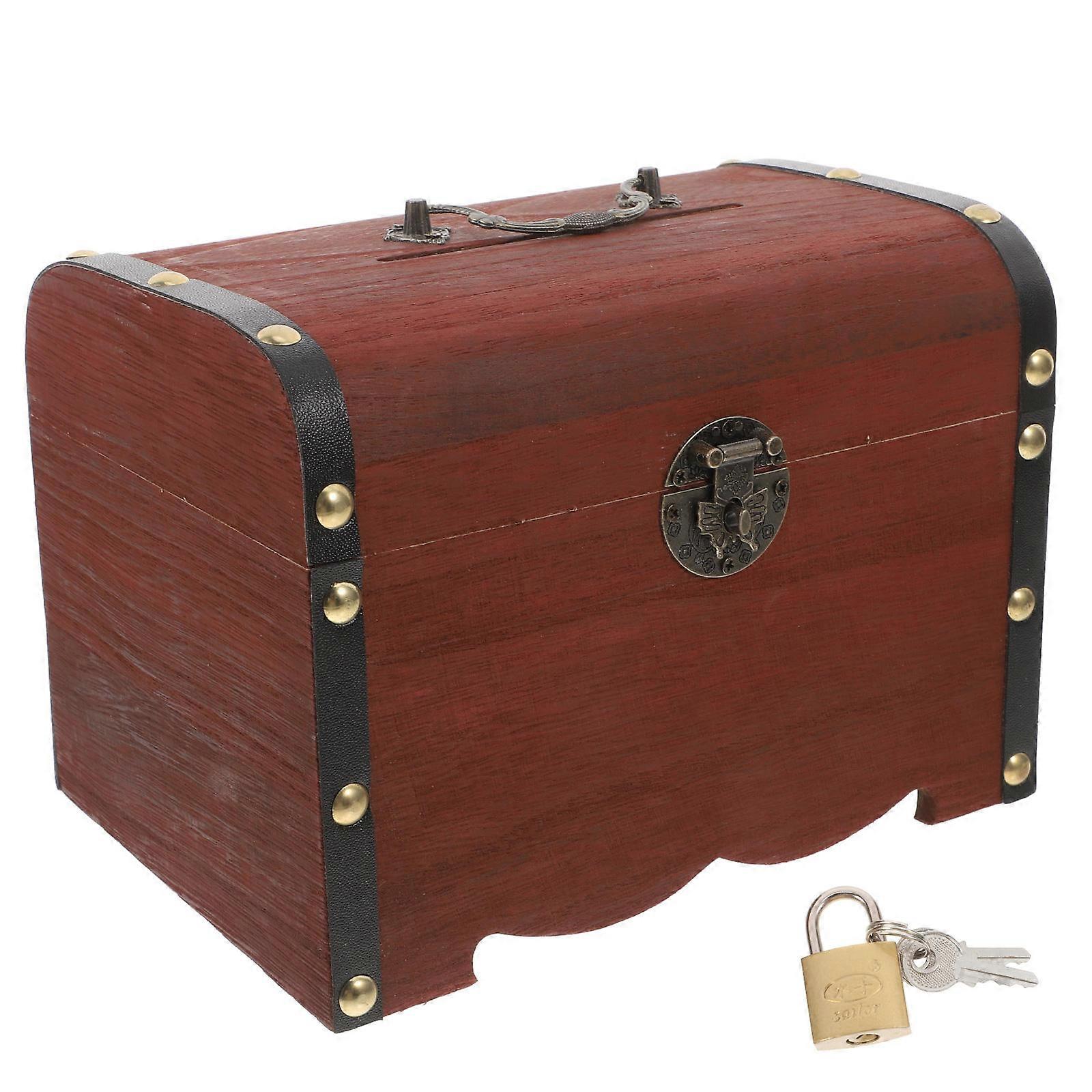 Wooden Money Box Keepsake Decorative Crafted Change Container Adults Home Decoration Large Multi 1Pack