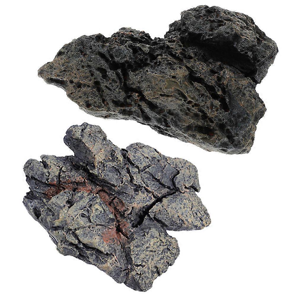 アクアスケープストーン2Pcs水族館ランドスケープロック水槽装飾15.50X12.30X8.00cm魚用シェルター