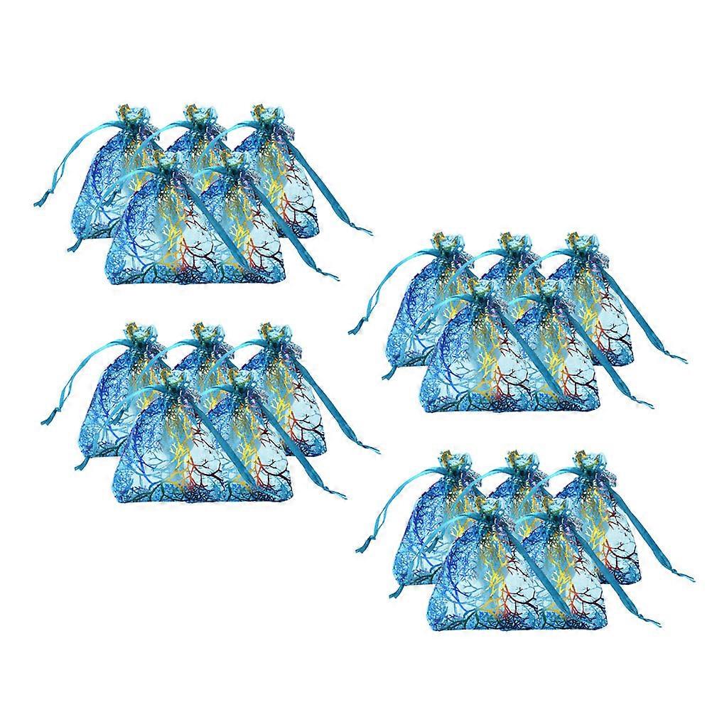 Rectangular Drawstring Bags For Gift Packaging And Storage Ideal For Party Festivals In 10x15cm Sky-Blue 20Set