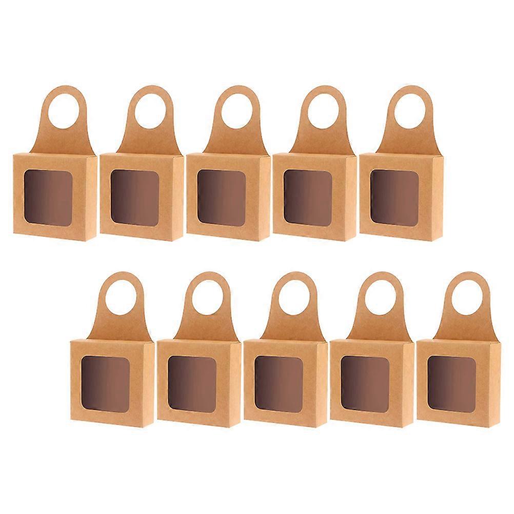 Brown Paper Box with Clear Window for Decorative Display and Travel Use 10 Pieces