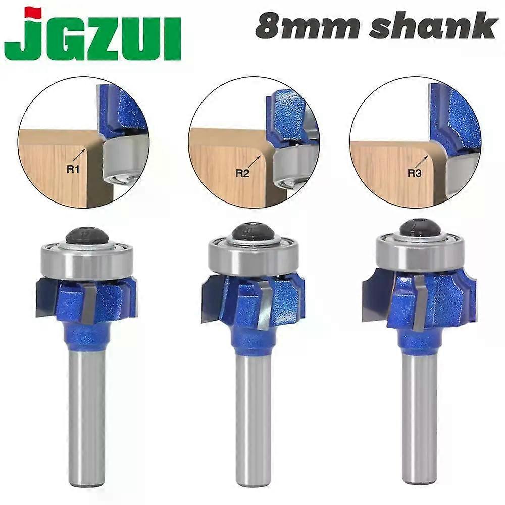 1PC8mm Shank high quality Woodworking Milling Cutter R1mm R2mm R3mm Trimming Knife Edge Trimmer 4 Teeth Wood Router Bit
