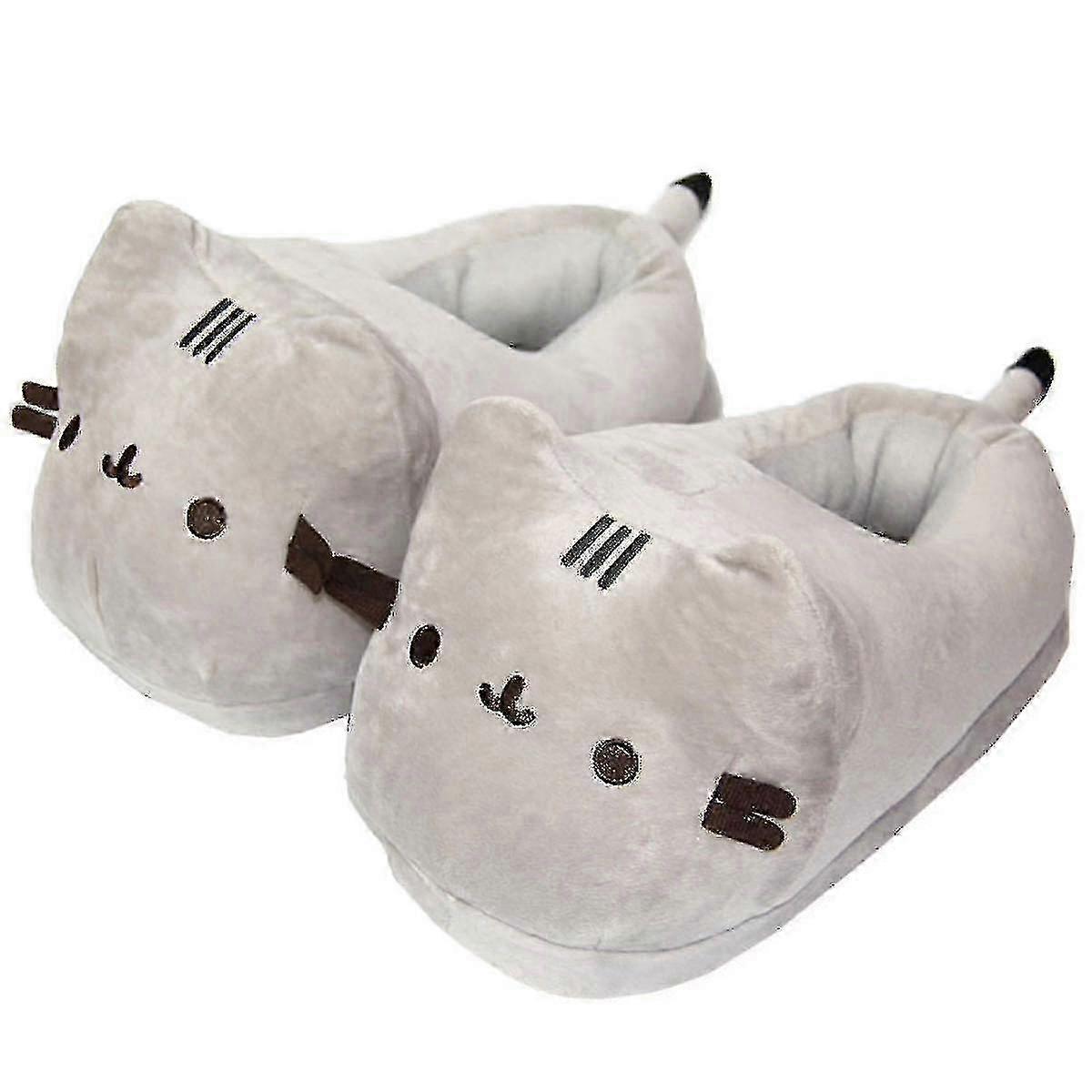 Women's Cartoon Plush Cat Slippers Indoor Soft Anti-slip Cute Winter Warm Floor Shoes Slippers