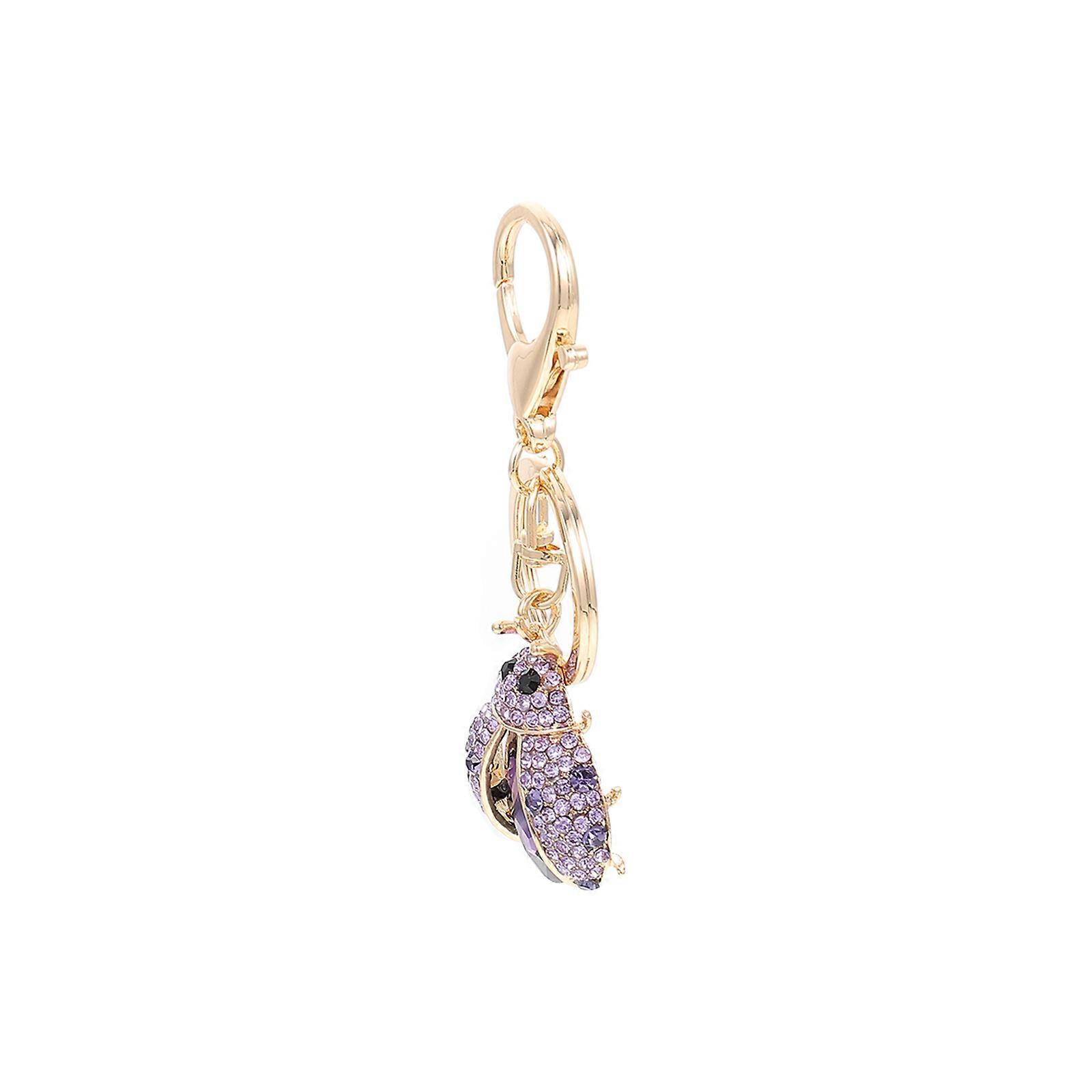 Mini Ladybug Shaped Key Ring For Jewelry Making And Craft Projects In Purple 1Pc