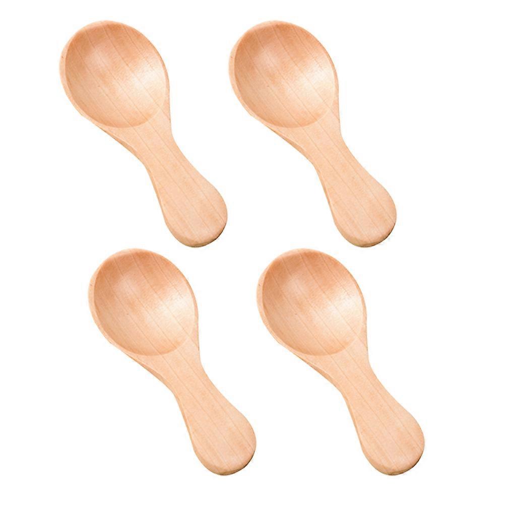 4Pcs Khaki Wooden Spoons Synthetic Material for Kids Elegant Design Heat Insulation Size Small