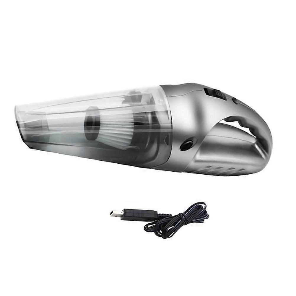 Handheld Dust Cleaner For Car Cleaning USB Charging Compact Design Silver 1Pcs