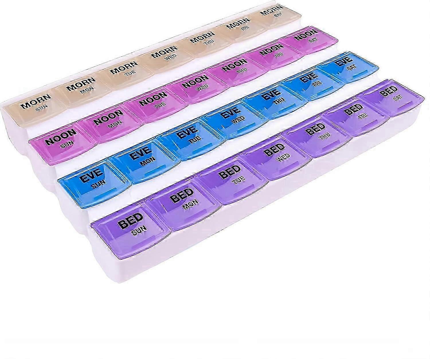 Apex Mediplanner 7-Day Pill Organizer - Weekly, 4 Times Daily Color-Coded with Transparent Lids, Organize Medication & Vitamins