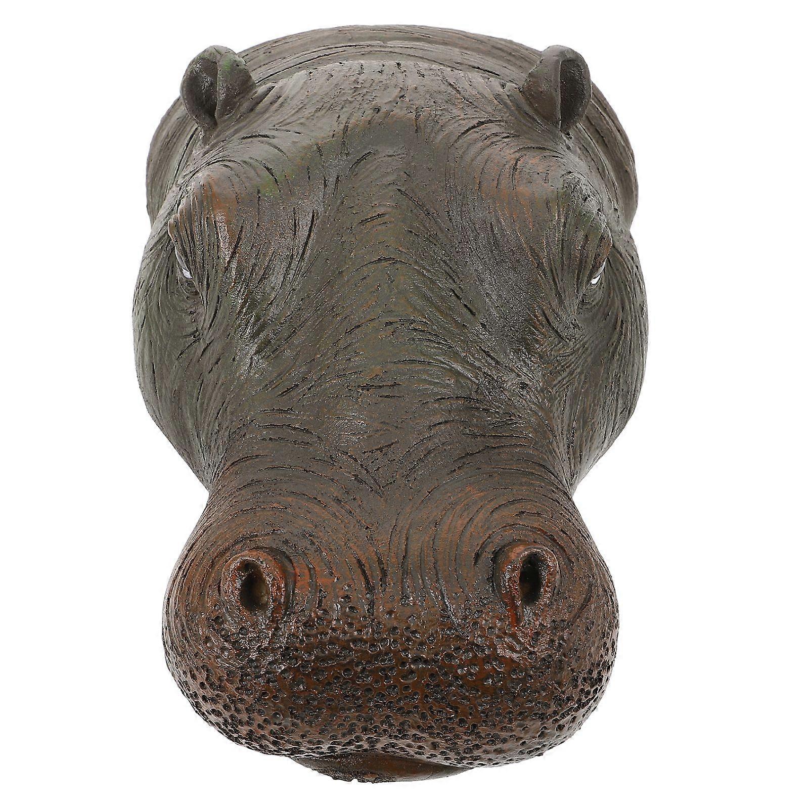 Simulation Floating Hippo Head Pond Decor Resin Craft Hippo Head Figurine Pond Floating Decor