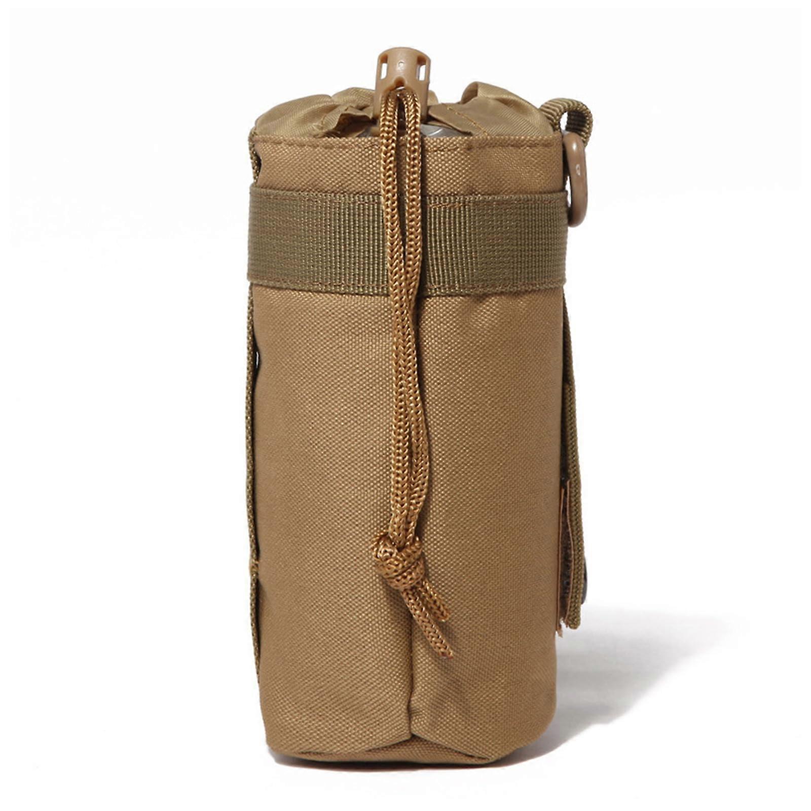 Tactical Water Bottle Holder Adjustable Waist Kettle Pouch with Drawstring for Hiking Hunting Travel Khaki