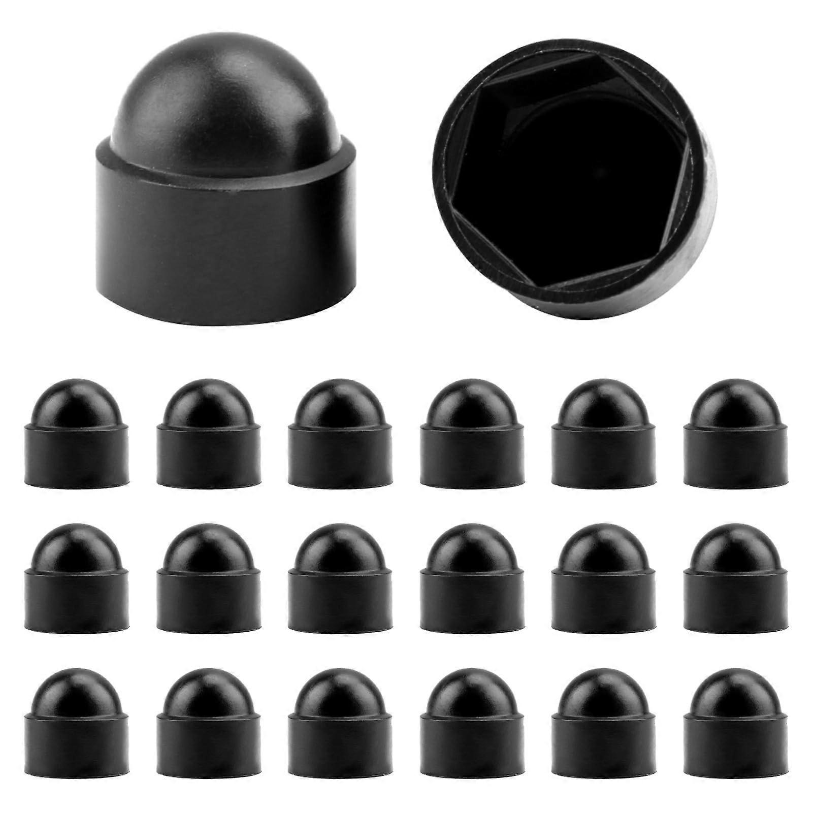 M12 Hex Plastic Nut and Bolt Set with Caps, 20pcs Black Protective Covers for Screws (19mm)