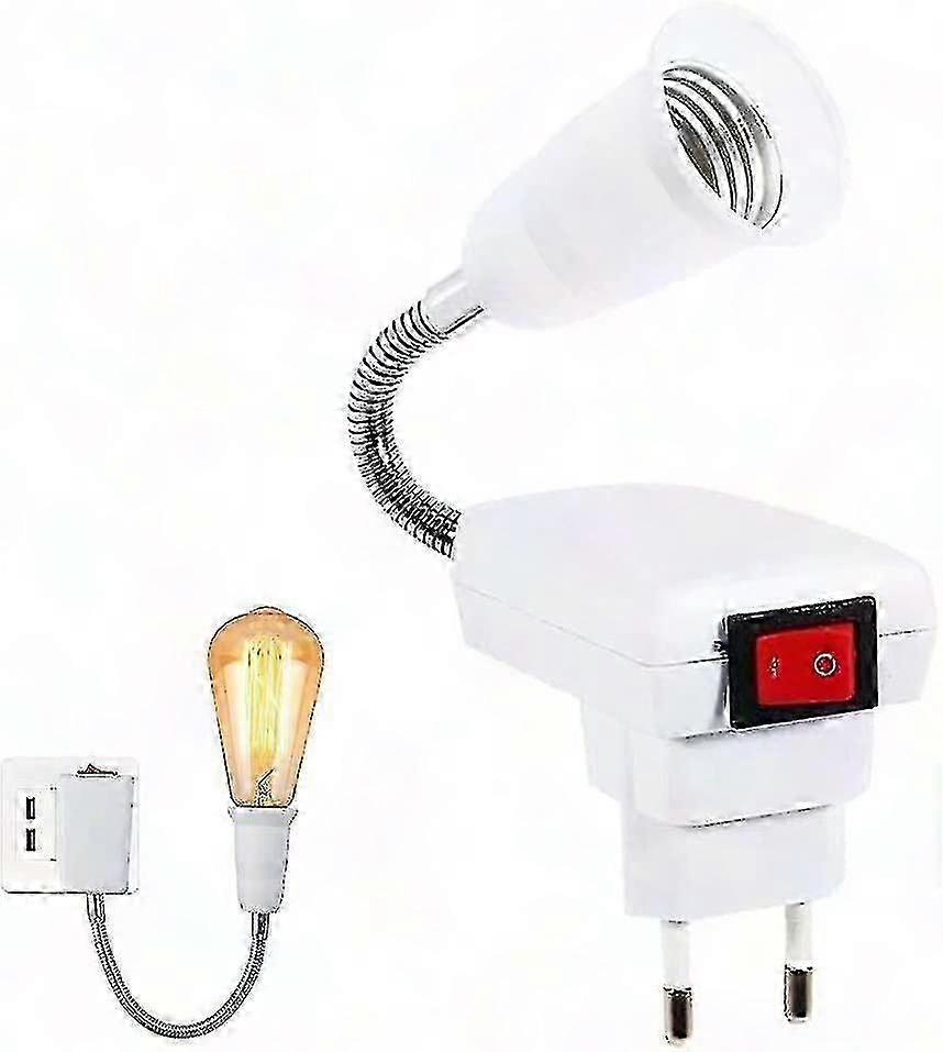 E27 Lamp Socket With Switch (eu Plug), Reading Light With Flexible Neck, Socket Light With Switch, 2 XXF