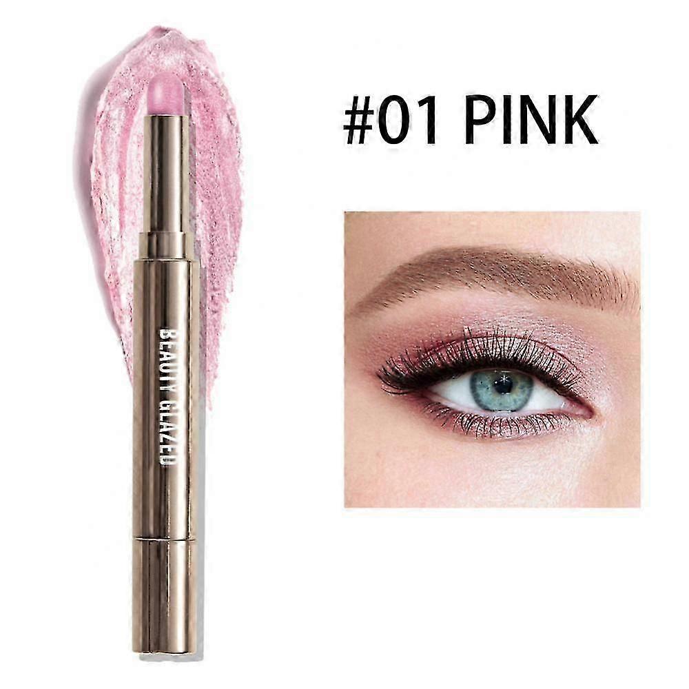 10 Color Double Ended Eye Shadow Stick avec éponge Brush Pearlescent Lasting