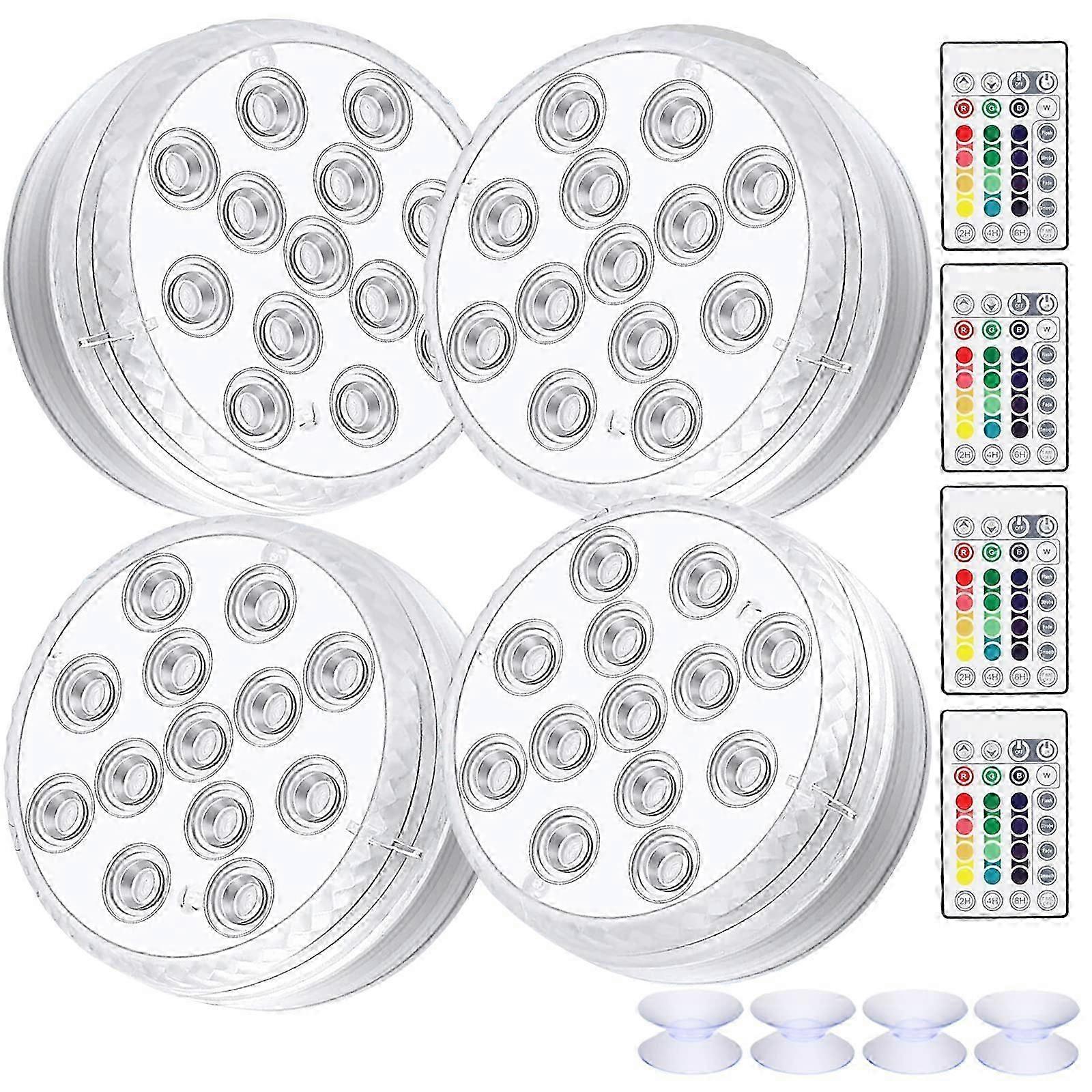 Submersible LED Light, 4 Pack Waterproof LED Lights with Remote Control RGB Color Changing Pond Lighting Decoration