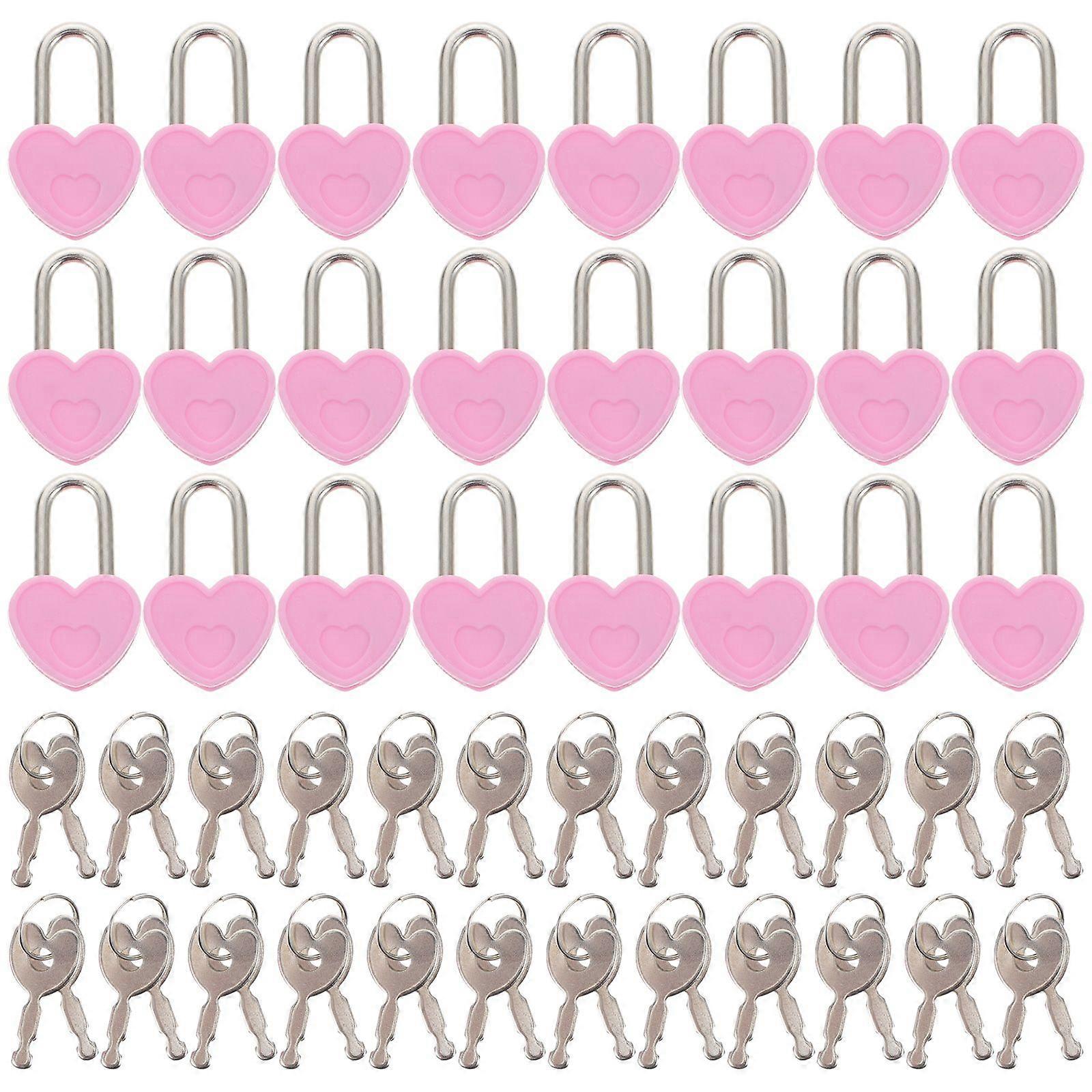 24pcs Small Metal Padlock Heart Shaped Padlock Mini Diary Book Lock with Keys