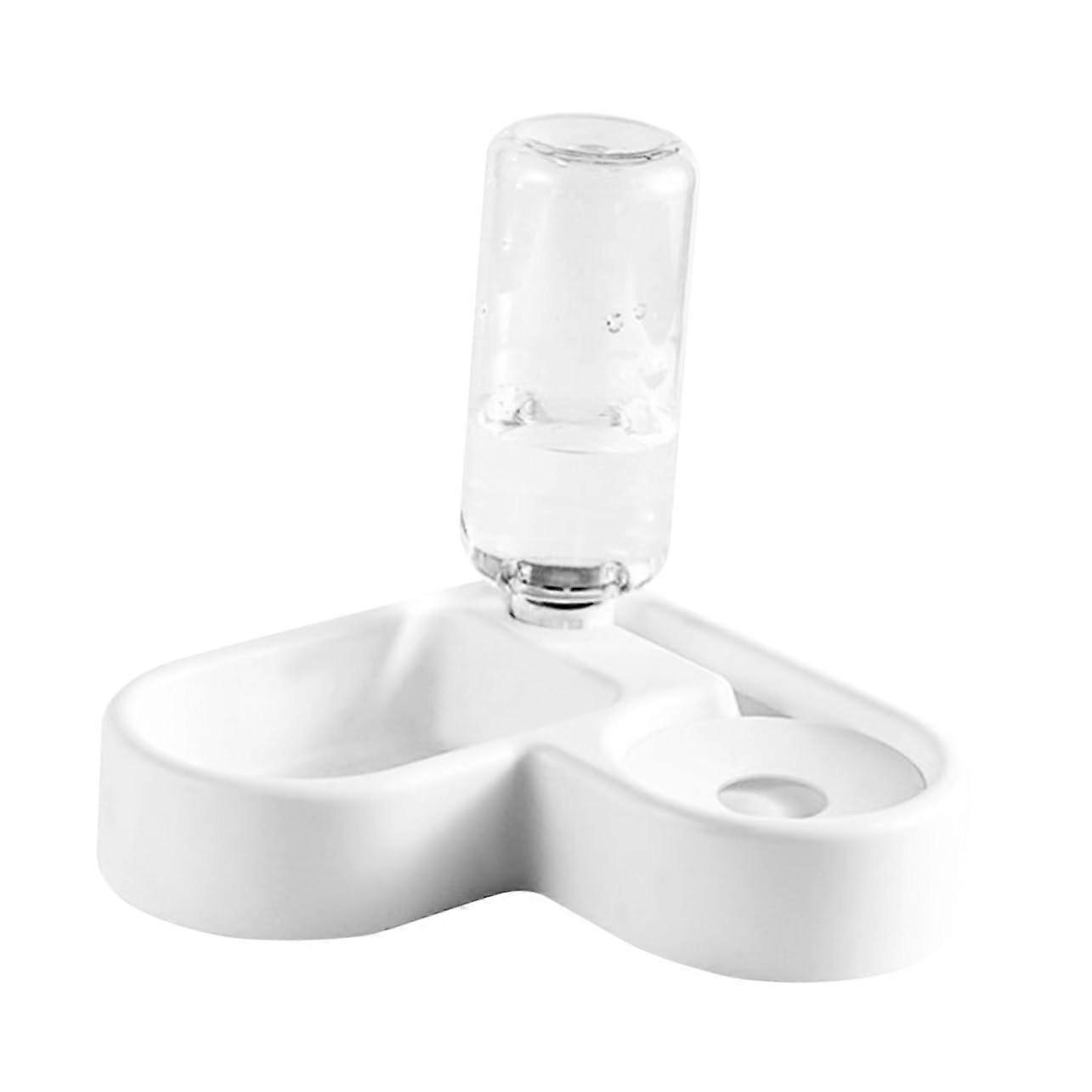 Heart-Shaped Pet Bowl With Angle Automatic Water Dispenser For Dogs And Cats, White, Non-Slip Base