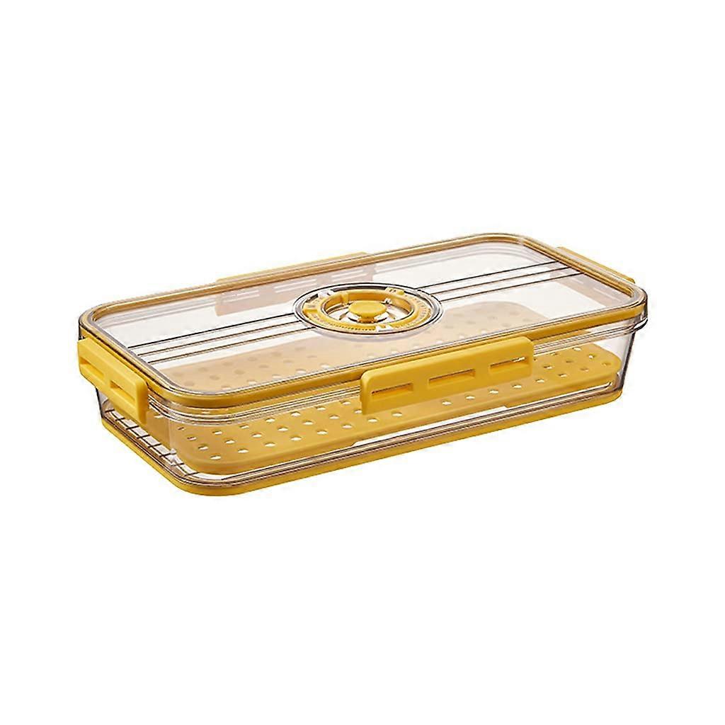 Lebensmittelvorstellungskastenbehaelter Food Display Box With Lid Drain Timing Refrigerator Organizer Yellow Model A
