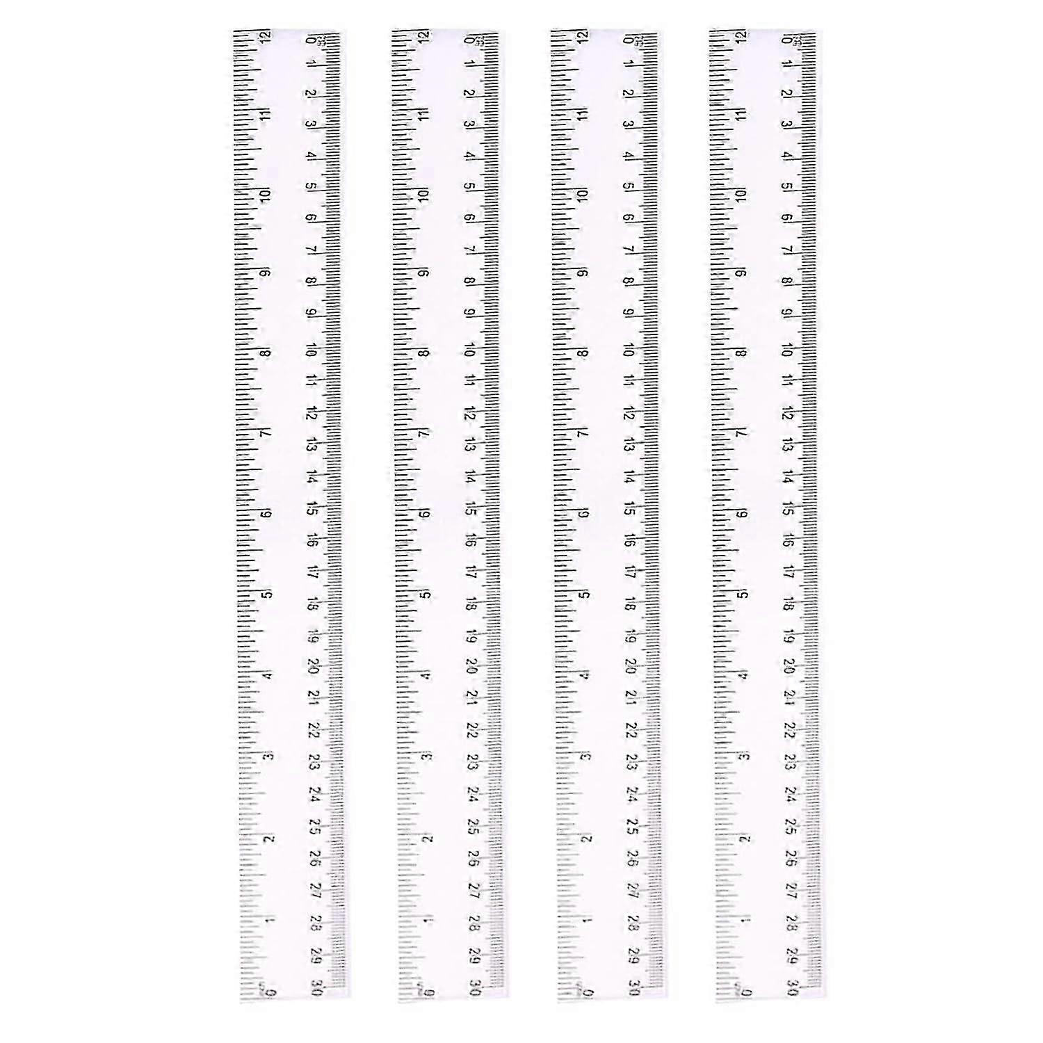 4 Pack 30cm Ruler Multipack Clear Ruler Plastic Rulers 12 Inches Shatter Resistant Ruler Shatterproof Metric Ruler