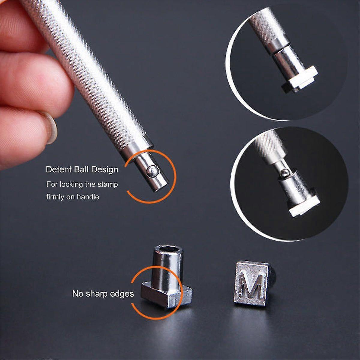 36PCS Alphabet Letter & Number Stamper Set Leather Stamping Tool Punch Stamps Knurled Non-slip Handle Steel Punch Tools for Leathercraft DIY Alphabet