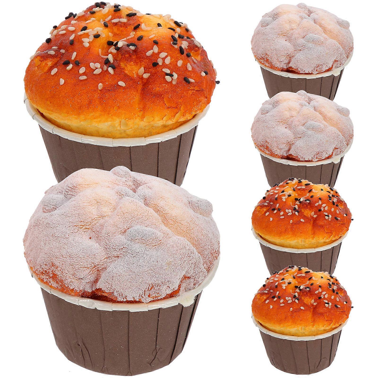 Artificial Cupcake Model Cake Decoration Home Bakery Photography Props Made of Pu Material Decorative 6Pcs