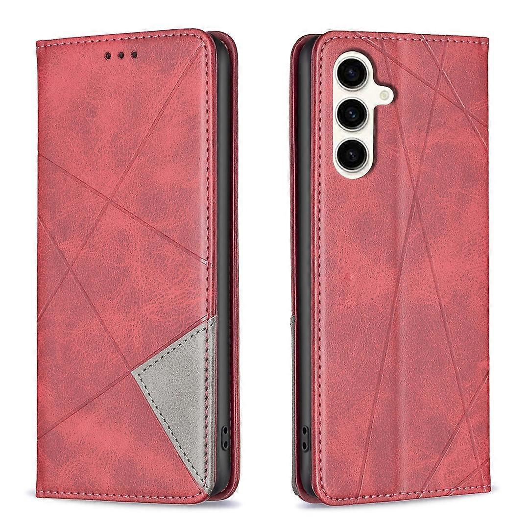 Rhombus Texture Magnetic Leather Phone Case