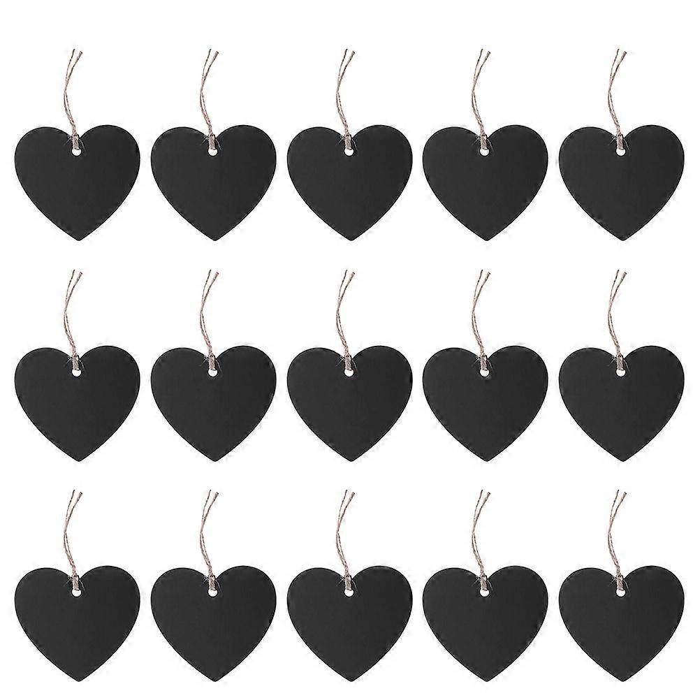 Mini Heart Chalkboards 15pcs Double Sided Erasable Message Tags with Rope for Price Labels, Food Signs, Memo Displays, and Charming Wooden Decor