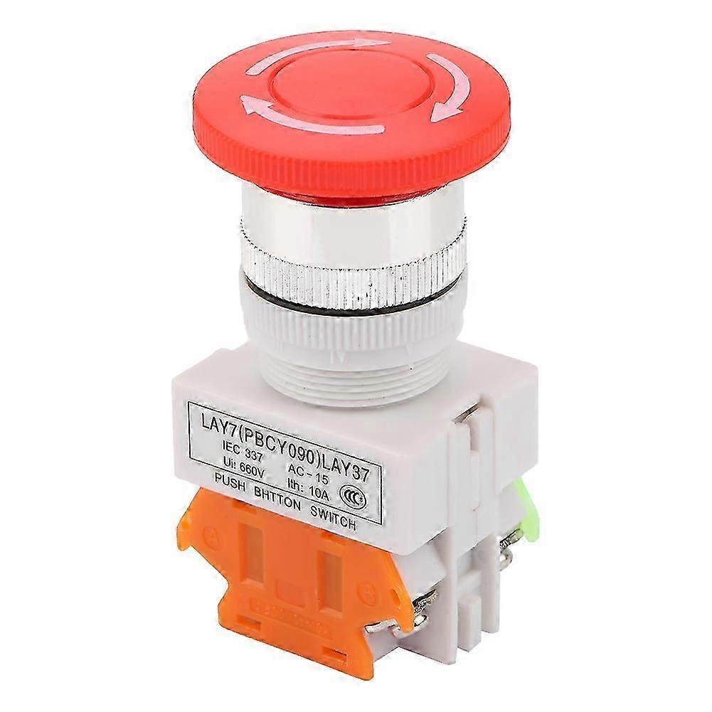 Self Locking Emergency Stop Mushroom Push Button Switch 22mm Mount LAY37-11ZS