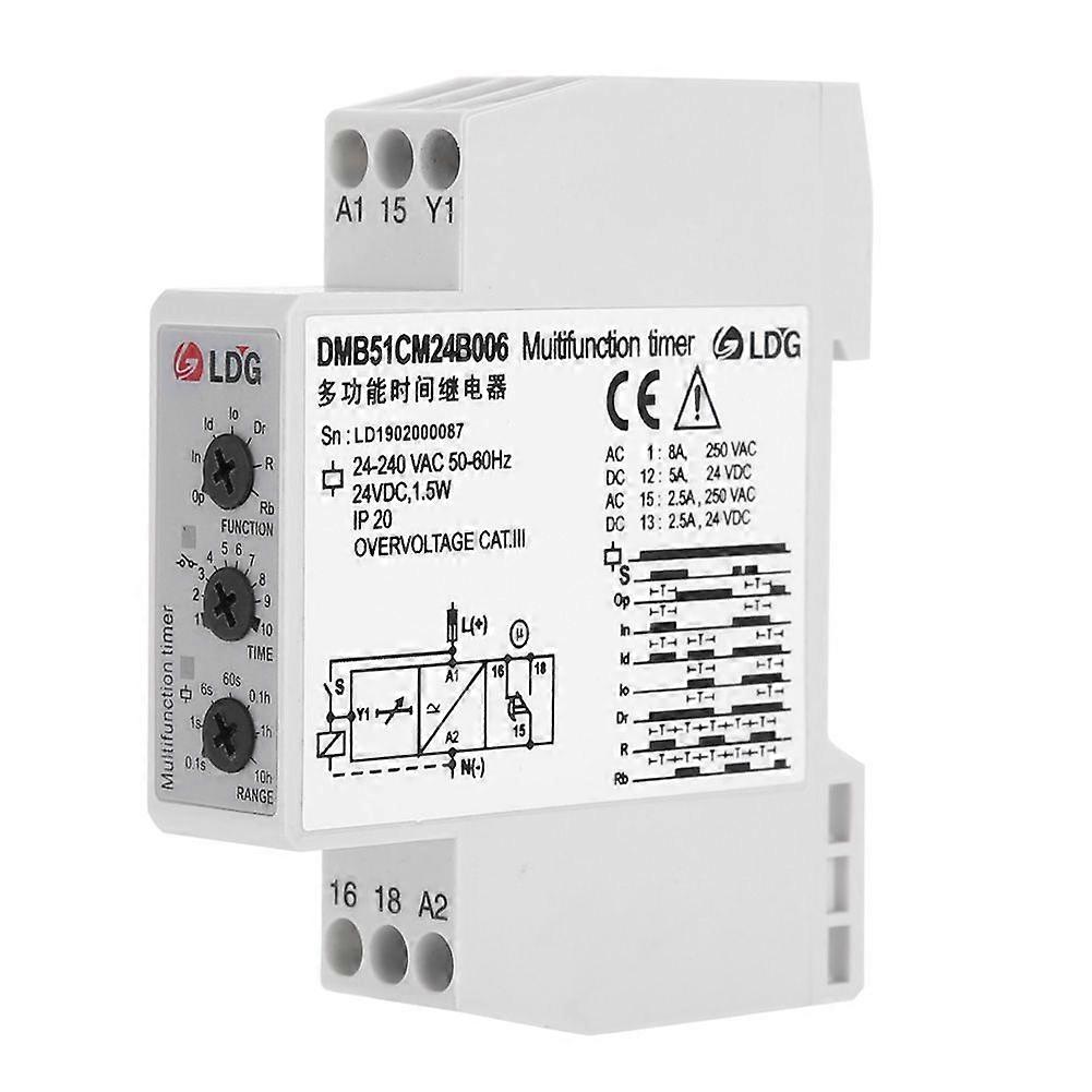 DC 24V & AC 24-240V Multi voltage Time Relay Delay OFF Switch with 7 Function Choices
