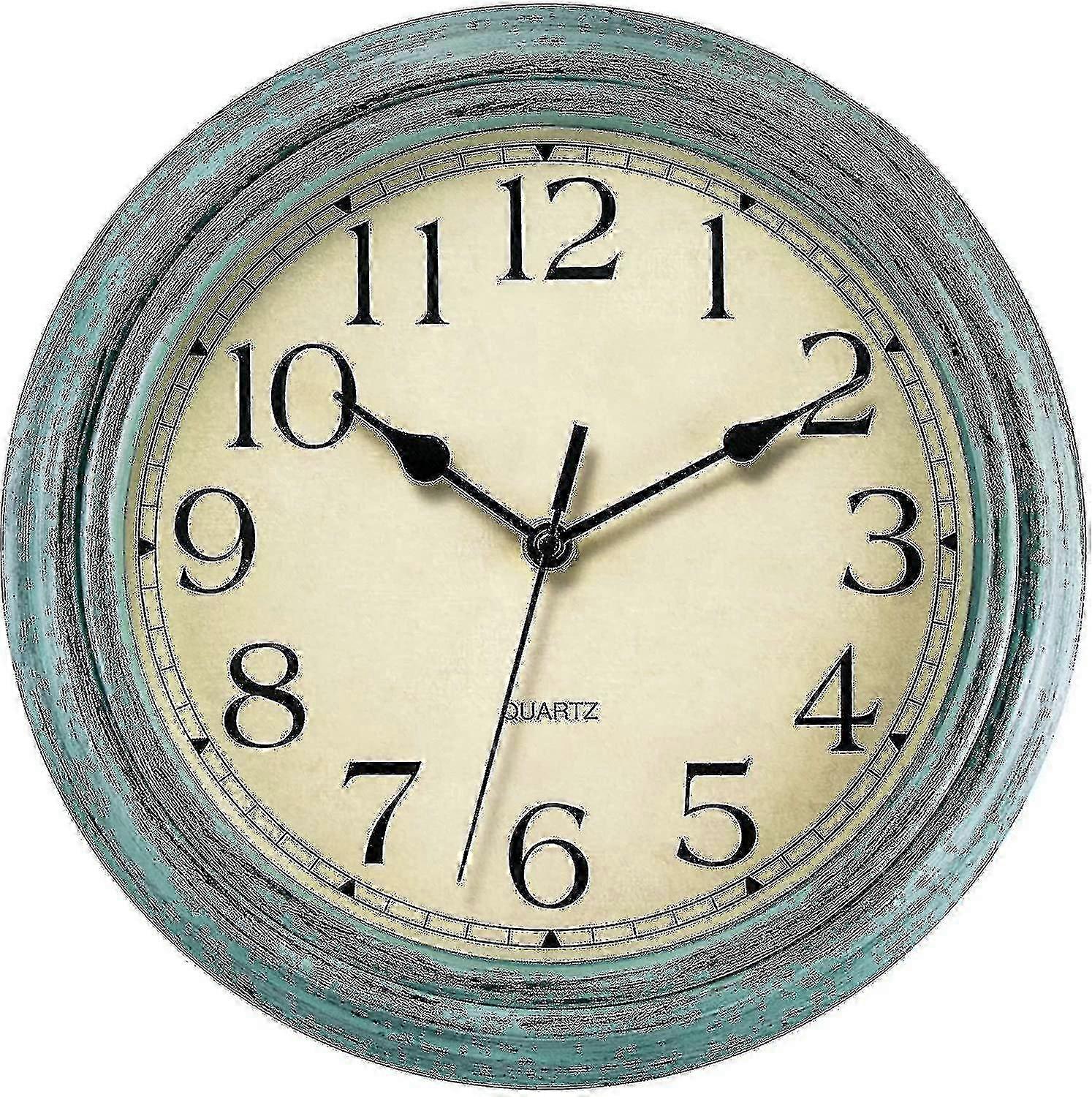 Quartz wall clock, 12 inches, silent, vintage and easy to read, suitable for multiple places