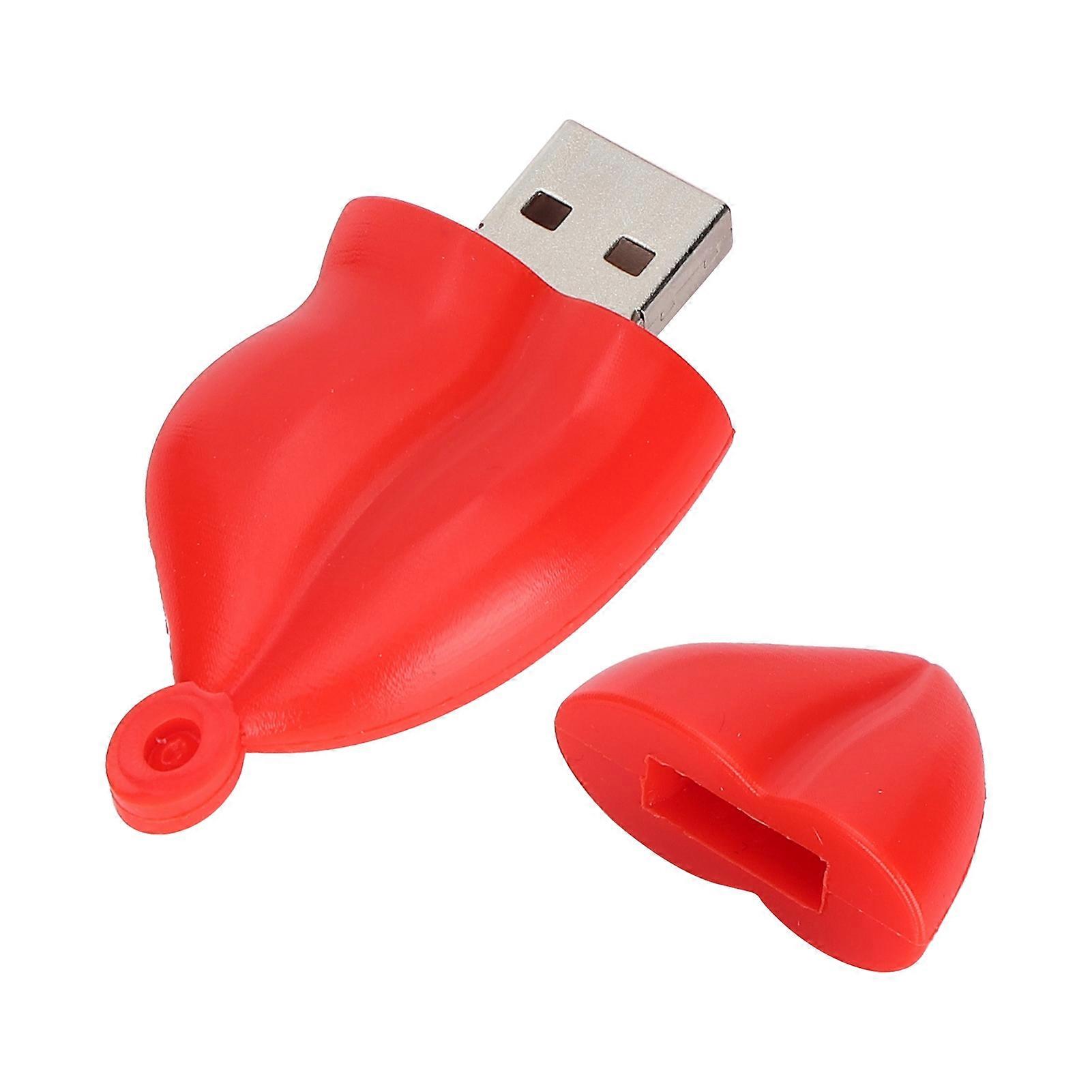 Cute Cartoon Red Lips Flash Disk 128GB USB for Data Storage