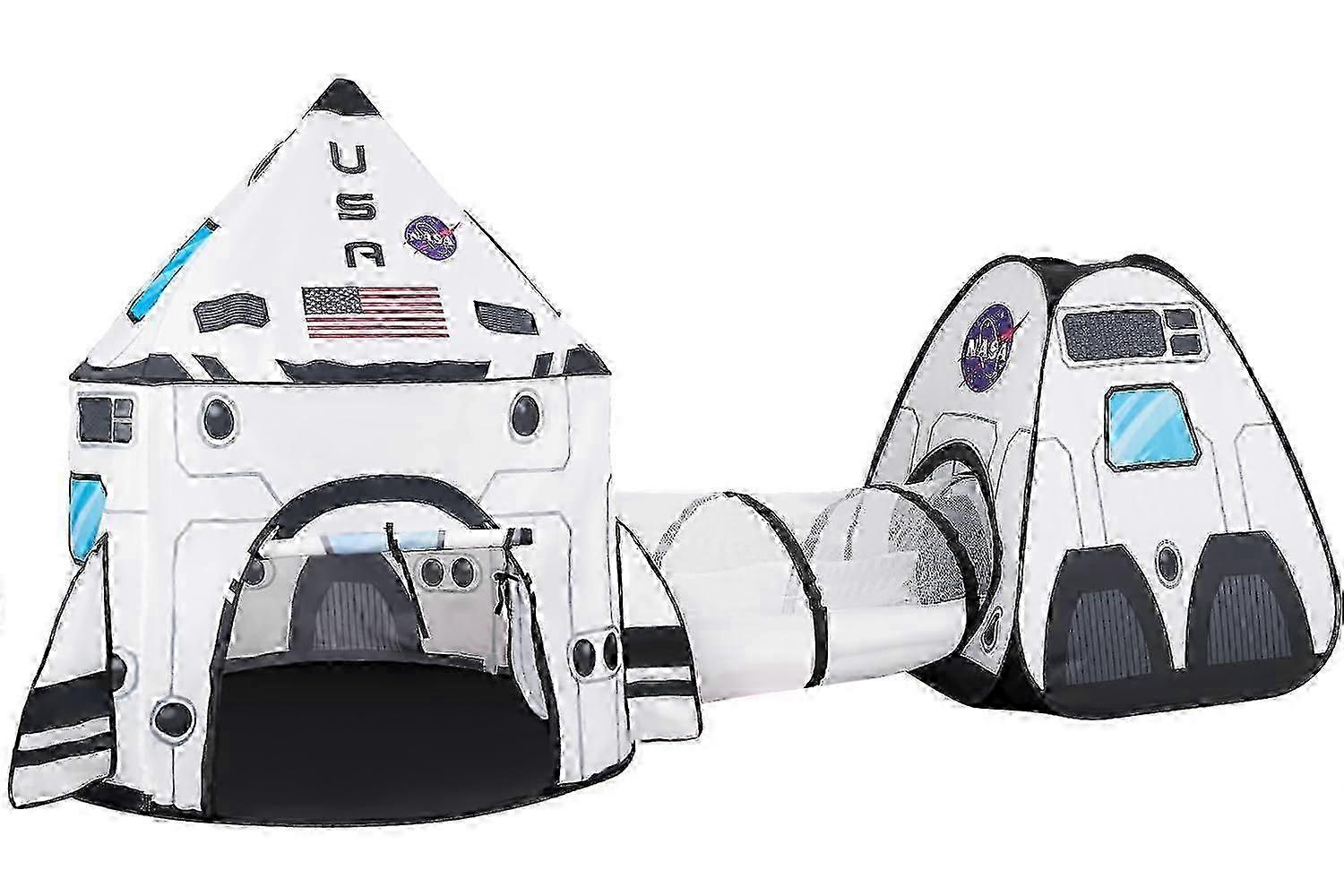 White Rocket Ship Pop Up Tunnel und Spielhaus Kinder Open Open Space Ship Zelt Set