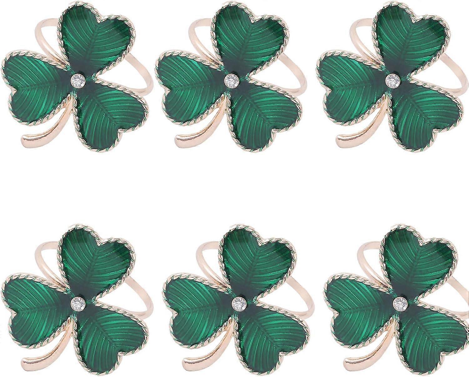 6Pcs Metal Clover Napkin Rings, Suitable for Table Decorations