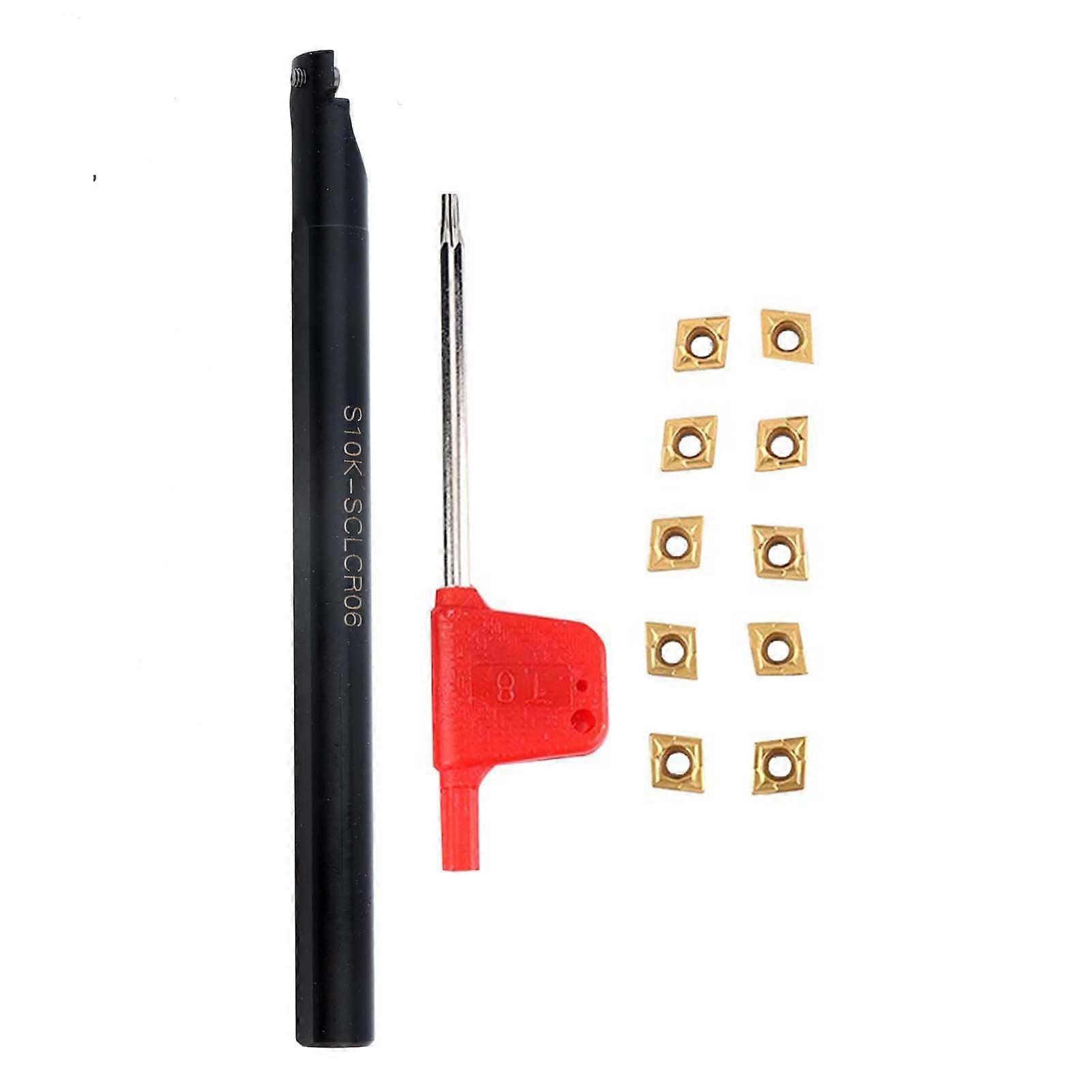 S10KSCLCR06 Lathe Turning Tool Holder 10pcs CCMT060204HM YBC251 Inserts Wrench