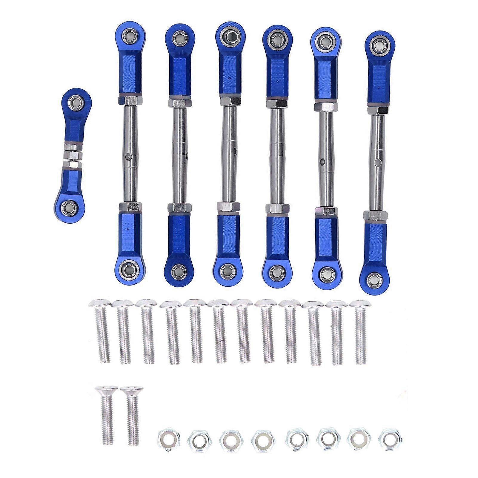 7PCS Metal Adjustable Tie Link Rod for Traxxas 1/10 RC Car Adjustable Tie Link Rod Set Blue