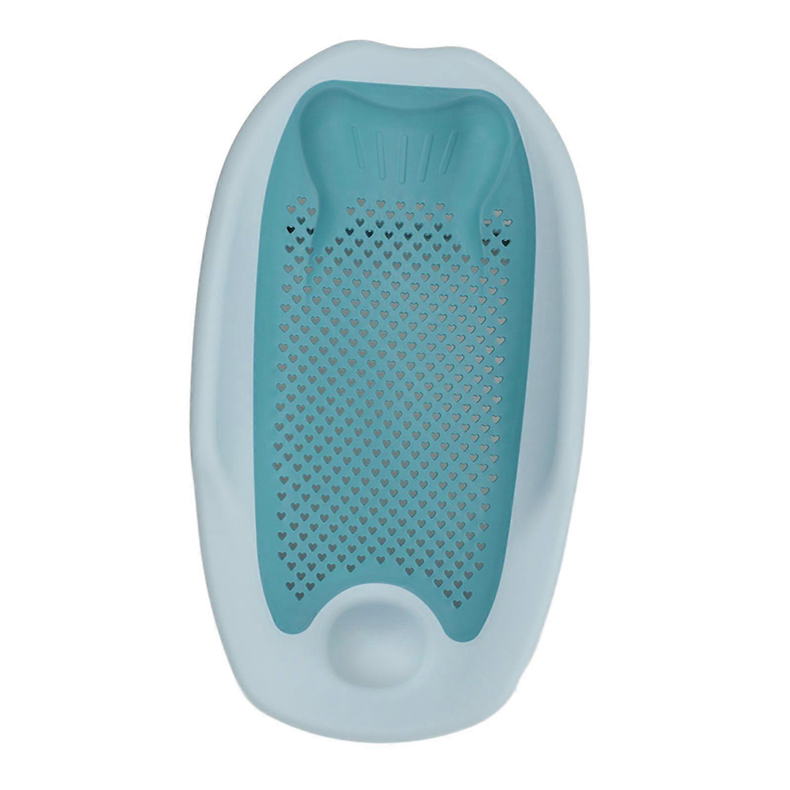 Baby Bath Support Home Foldable Ergonomic Heart Shaped Hollow Pattern Infant Bathtub Holder Rack Blue